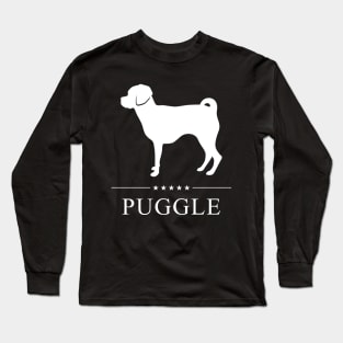 Puggle Dog White Silhouette Long Sleeve T-Shirt